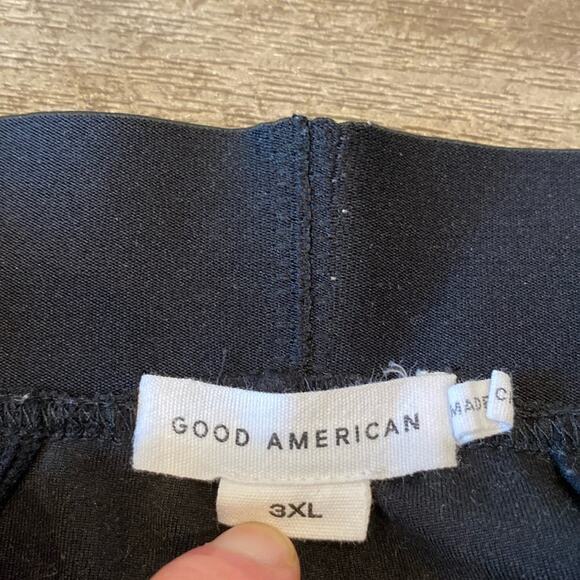 Good American Black Pull-on Elastic Waist Wide Leg Trouser Size 3XL Tall - Picture 7 of 11